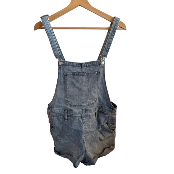 Old Navy Light Washed Blue Denim Overalls Women's Size Small Jean Romper - Picture 1 of 4